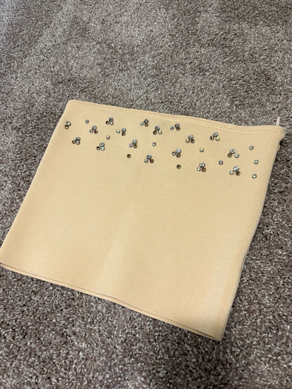 Zara Beaded Cream Tube Top
